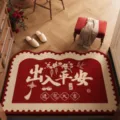Red festive looped velvet floor mat, anti-dust entryway rug for home decor and easy cleaning. - Vintage Safe Travels