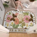 Vintage PVC loop wire floor mat with floral butterfly print, ideal for home entryway use. - 40*60cm / Various Floral Horizontal