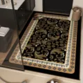 American retro bathroom absorbent quick-drying floor mat large vintage floral non-slip rug - Tesri Brown