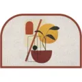 Modern minimalist arch floor mat with abstract plant and geometric pattern for entryway. - Forest Bamboo (Horizontal)