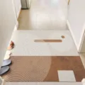 Modern geometric floor mat brown minimalist hallway rug entry door mat non-slip decorative - 120x150cm (Silk Loop) / Dingyi Horizontal