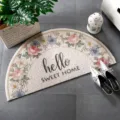 Semi-circular floral doormat with hello sweet home print for entryway and indoor decor. - 40*60cm / Geshra Journey - Half Round