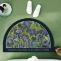 Van Gogh Iris Print Half-Circle Bath Mat Anti-Slip Absorbent Floor Mat for Bathroom Home - 40x60cm / Iris - Semi-Circular