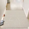 Modern geometric hallway floor mat, beige terrazzo pattern non-slip entryway rug for home decor. - 120x150cm (Silk Loop) / Chenlan Horizontal