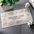 Rectangle floral welcome doormat, anti-slip entrance floor mat with vintage botanical print. - 40*60cm / Geshra Journey - Rectangular