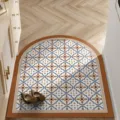Semicircle leather door mat modern minimalist anti-slip waterproof entrance floor mat - 50*80cm / Audrey-Square