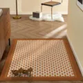 Modern minimalist entryway leather floor mat, waterproof and non-slip brown geometric rug. - 50*80cm / Ge Wu Zhi Zhi-Square