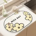 Modern kitchen countertop draining mat, absorbent non-slip tech cloth mat with floral design. - 30x40cm (Tech Cloth) / Yellow Little Flower