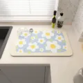 Fresh style kitchen draining mat absorbent table mat for cups and dishes anti-slip pad - 30x40cm (Tech Cloth) / Small Orchid