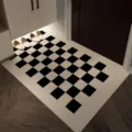 Modern minimalist entryway checkered floor mat, durable wear-resistant scuff door mat for home. - Muge Muyi