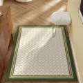 Modern minimalist leather floor mat, green and white geometric pattern, waterproof and anti-slip. - 80x100cm / Xiluoman Island Green Frame-Square