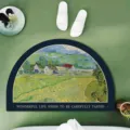 Semicircular oil painting print absorbent doormat non-slip bathroom floor mat for home decor - Beautiful Village - Semicircle