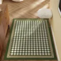 Green geometric leather floor mat, modern minimalist variant, wipeable and waterproof. - 80x100cm / Left Bank Green Frame-Square