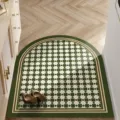 Modern minimalist entryway floor mat, arch waterproof leather non-slip mat for home hallway decor. - 80x100cm / Left Bank Green Frame-Curved
