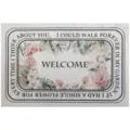 Blumen Eingangsmatte mit Willkommen Text, rutschfeste PVC Schmutzfangmatte Flur. - Beige 2 - Rechteckig