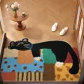 Tappetino d'ingresso in PVC cartoon, antiscivolo e resistente all'usura con simpatico gatto. - Pigro Ssd Patchwork