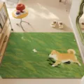 Schmuckloser PVC-Schleifschleifen-Fußabtreter mit Shiba-Inu-Motiv für den Eingangsbereich. - Frühlingsausflug Shiba Inu