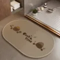 Oval kitchen floor mat anti-slip absorbent bathroom door mat cute bear print home decor - Cute Fortune 1 / 40x60cm