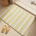 Absorbent striped bathroom floor mat, non-slip quick-drying mat for home shower room decor. - Lime Mint