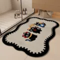 Cute cartoon black cat bath mat, non-slip absorbent floor mat for bathroom door use. - 40*60cm (Diatomaceous Mud) / Cute Black Cat Wave