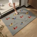 Graue Anti-Rutsch Duschmatte mit Dackel Muster fuer Badezimmer und Haushaltsboeden - 40*60cm / Hellgraue Basis-Hund Hin und Her