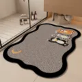 Cartoon cute cat bathroom floor mat, absorbent non-slip diatom mud rug for home doorway. - 40*60cm (Diatomaceous Mud) / Waving Cat Wave