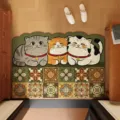 Simpatico felpino gatto cartoon, tappeto antiscivolo per ingresso, zerbino resistente corridoio. - Mattone Verde Tre Gatti