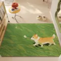 Corgi Grasprint Fußmatte rutschfeste Eingangsmatte süßer Cartoon Flurteppich Heim - Frühlingsausflug Corgi