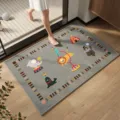 Süße Cartoon Zirkus Tier Badematte, graue rutschfeste saugfähige Fußmatte für Badezimmer. - 40*60cm / Hellgraue Basis-Löwe Reifenspringen