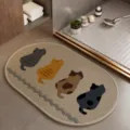Oval cute cat pattern non slip floor mat for bathroom kitchen hallway home decor sku - Cute Fortune 2 / 40x60cm