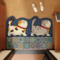 Simpatico felino zerbino cartone animato, tappeto antiscivolo in PVC per ingresso casa e corridoio. - Due Gatti Che Passeggiano