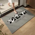 Graue süße Panda Cartoon Badezimmer Fußmatte, saugfähige rutschfeste Matte für Toilette. - 40*60cm / Hellgraue Basis-Pandas Spielen