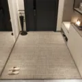 Beige loop pile entryway rug, modern anti-slip door mat for hallway and home corridor use. - Beige Texture 1