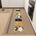 Tapis de cuisine lot de deux pièces antidérapant couloir absorbant style lin paillasson - 40*60cm (Lin) / Vue de Dos de Chat