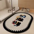 Cartoon cute black cat oval bath mat, absorbent non-slip floor mat for bathroom doorway. - 40*60cm (Diatomaceous Mud) / Cute Black Cat Oval