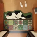 Simpatico zerbino con gatto dei cartoni animati tappetino antiscivolo per ingresso. - Mattone Alba Gatto Sogno