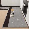 Ensemble de tapis de cuisine gris avec adorable design de chats et chiens, tapis absorbant antidérapant - 40*60cm (Lin) / Chat Chien Rebord de Fenêtre