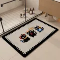 Cartoon bathroom floor mat, cute black cat variant, anti-slip absorbent mat for home doorway use. - 40*60cm (Diatomaceous Mud) / Cute Black Cat Square