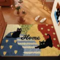 Tappeto ingresso con simpatico gatto nero, zerbino antiscivolo in pvc per corridoio. - Dolce Blu Gatto Carino