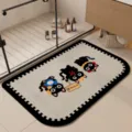 Cartoon bathroom floor mat, anti-slip absorbent diatomaceous earth mat for home toilet door. - 40*60cm (Diatomaceous Mud) / Cute Black Cat Large Rounded Corner
