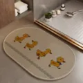 Oval bath mat with cute duck pattern, anti-slip woven floor mat for bathroom and hallway. - Cute Fortune 6