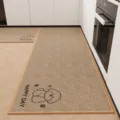 Ensemble de tapis de cuisine en lin beige, long tapis antidérapant joli motif de chien. - Claw dog / 40*60cm (Lin)