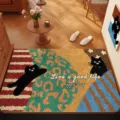 Tappeto da ingresso per porta cartoon, tappetino antiscivolo resistente con motivo di gatto. - Gatto Carino Leopardo Colorato