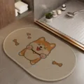 Oval cute Shiba Inu non-slip absorbent bath mat floor mat for bathroom kitchen entryway - Cute Fortune 8