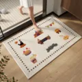 Cartoon Badematte saugfähige rutschfeste Fußmatte für Badezimmer und Eingangsbereich - Cremeweiße Basis-Zirkus