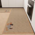 Ensemble de tapis de cuisine en lin 2 pcs antidérapant absorbant tapis de sol motif chien - Teckel / 40*60cm (Lin)