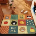 Tappeto da ingresso con gatti di cartone animato, zerbino antiscivolo in PVC resistente. - Tempo del Gatto Ciano