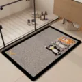 Cartoon bathroom floor mat, absorbent diatomaceous earth mat, non-slip doormat for home. - 40*60cm (Diatomaceous Mud) / Waving Cat Square