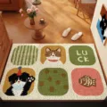 Tappeto ingresso cartone animato, simpatico design gatto zerbino PVC antiscivolo resistente. - Gatto Divertente di Pesce Marrone