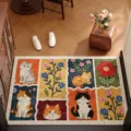 Tessuto riccio zerbino con simpatici gatti, tappeto d'ingresso antiscivolo e resistente. - Linguaggio del Gatto del Vicolo dei Fiori